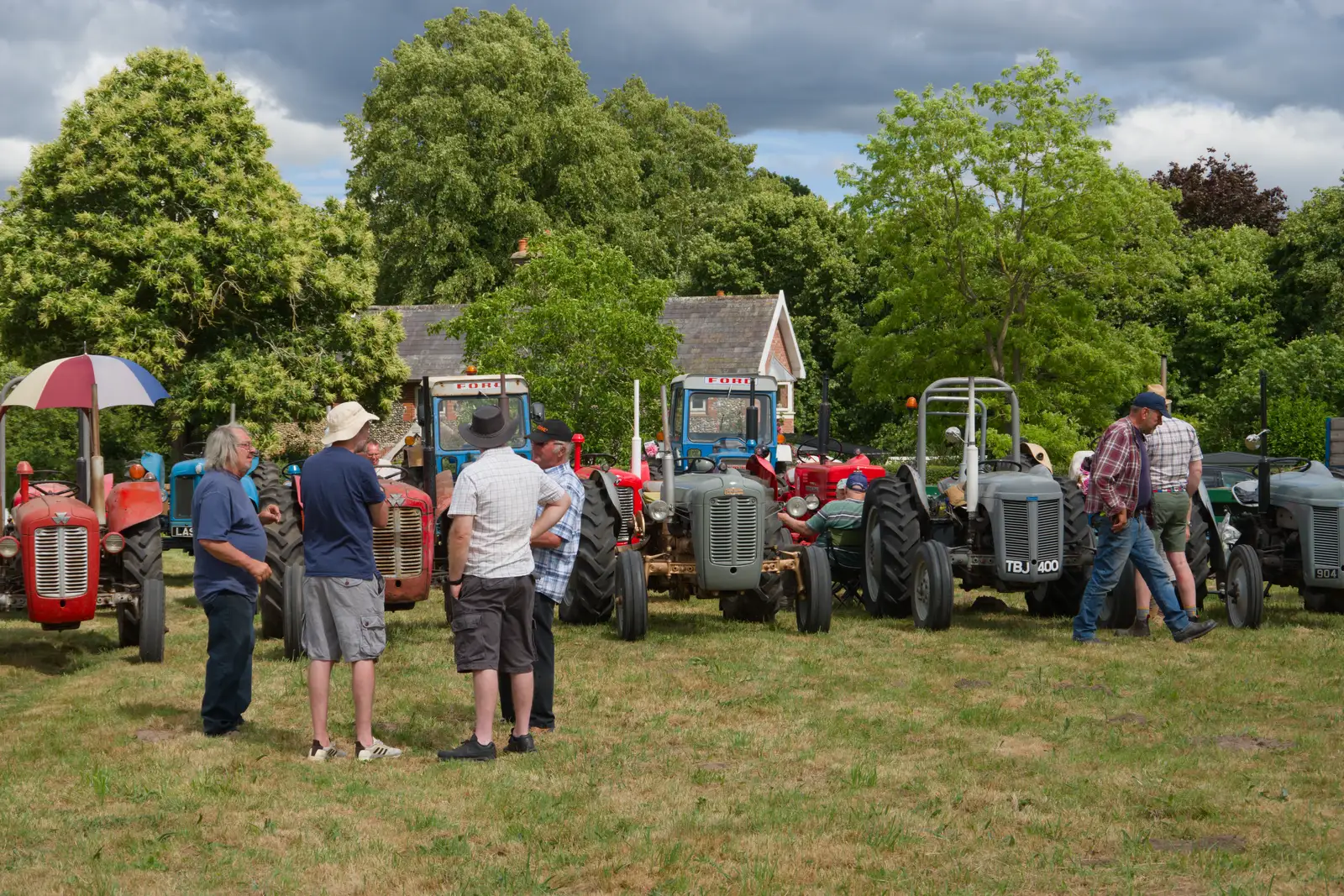 A line-up of classic tractors, from The Return of the Hog Roast, Thrandeston, Suffolk - 28th June 2026