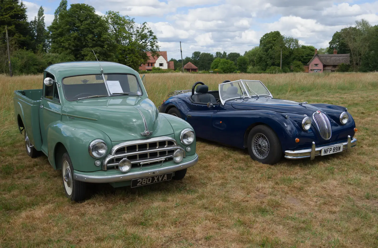 A couple of classic cars, from The Return of the Hog Roast, Thrandeston, Suffolk - 28th June 2026
