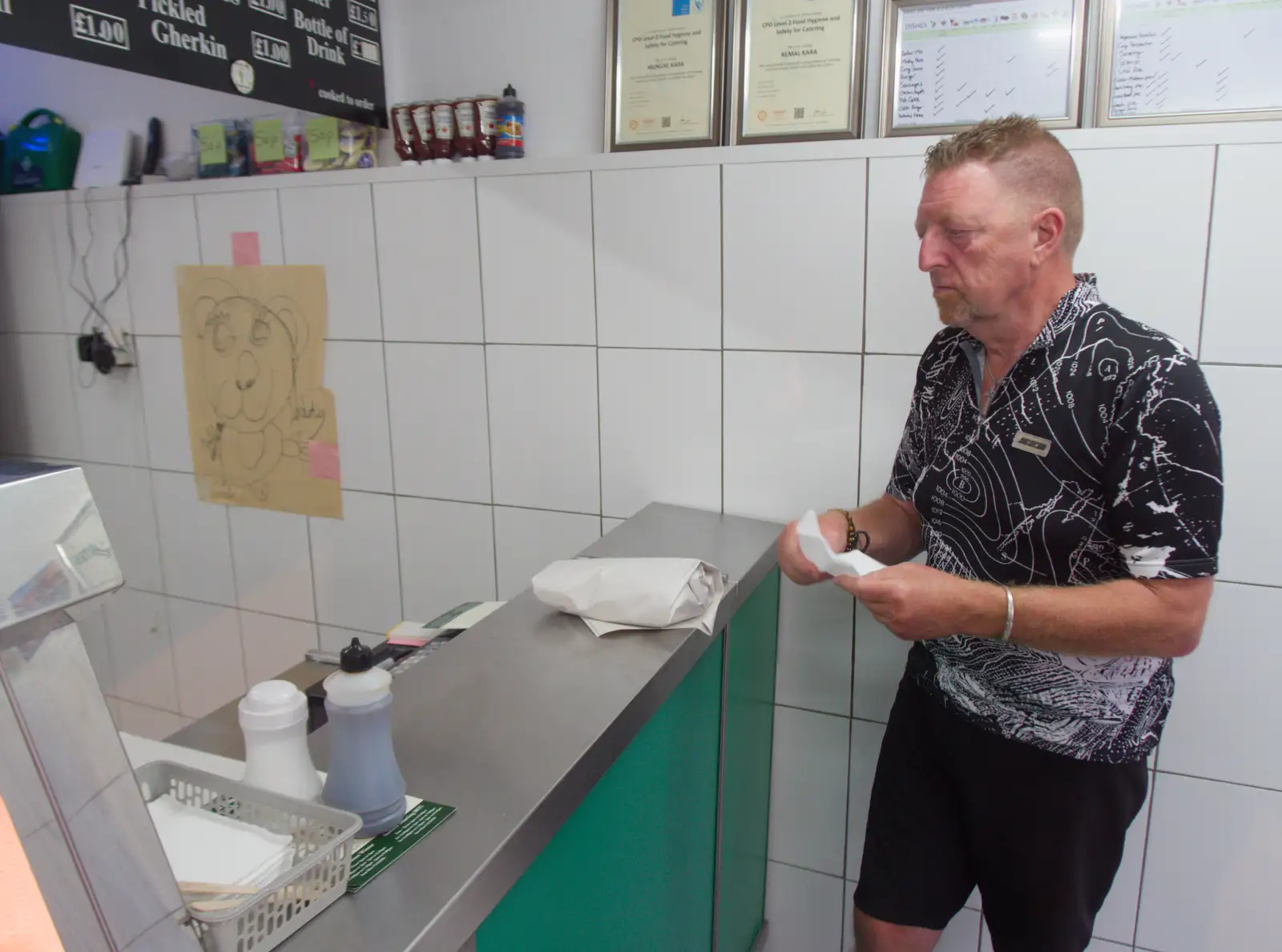 Gaz collects a sausage and chips, from Sausage and Chips in Debenham, Suffolk - 9th July 2026