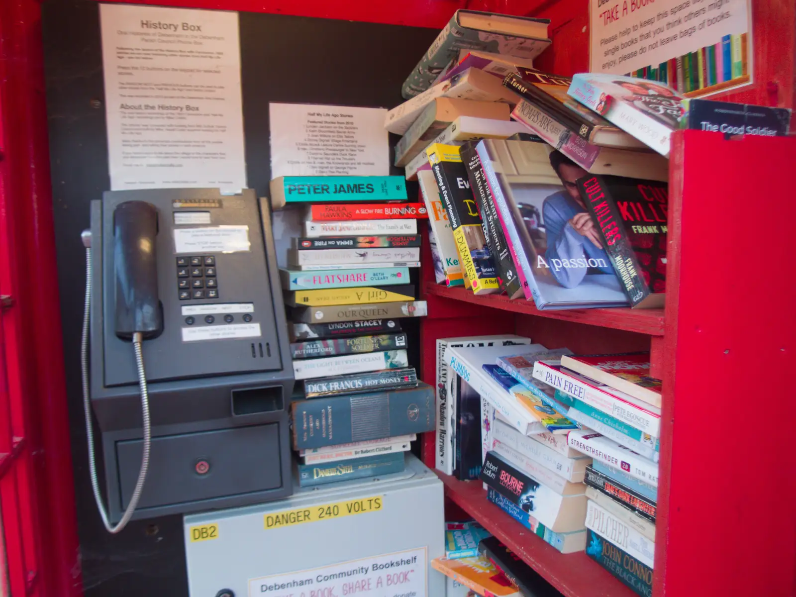 The still-working phone box is also a library, from Sausage and Chips in Debenham, Suffolk - 9th July 2026