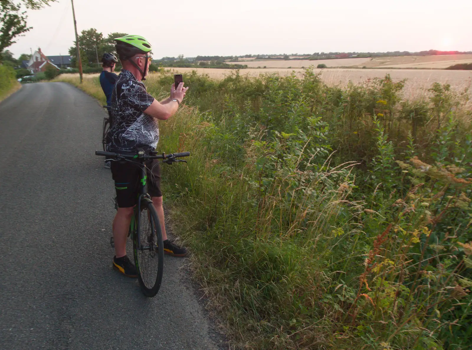 Gaz takes a photo of the sunset, from Sausage and Chips in Debenham, Suffolk - 9th July 2026