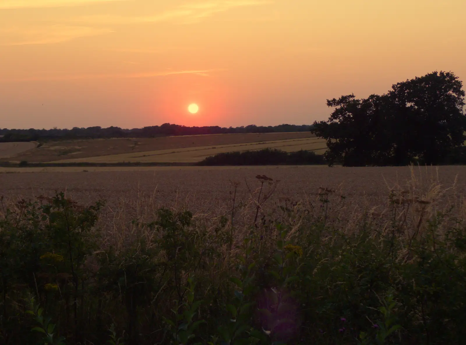 The sun sets over Suffolk, from Sausage and Chips in Debenham, Suffolk - 9th July 2026