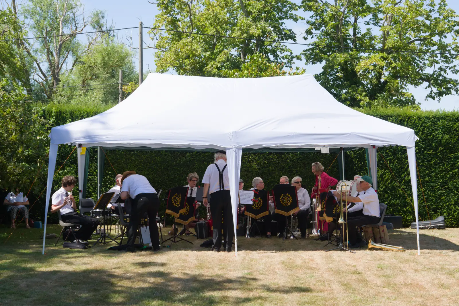 The Gislingham Silver Band under a marquee, from The GSB at Barningham, West Suffolk - 11th July 2026