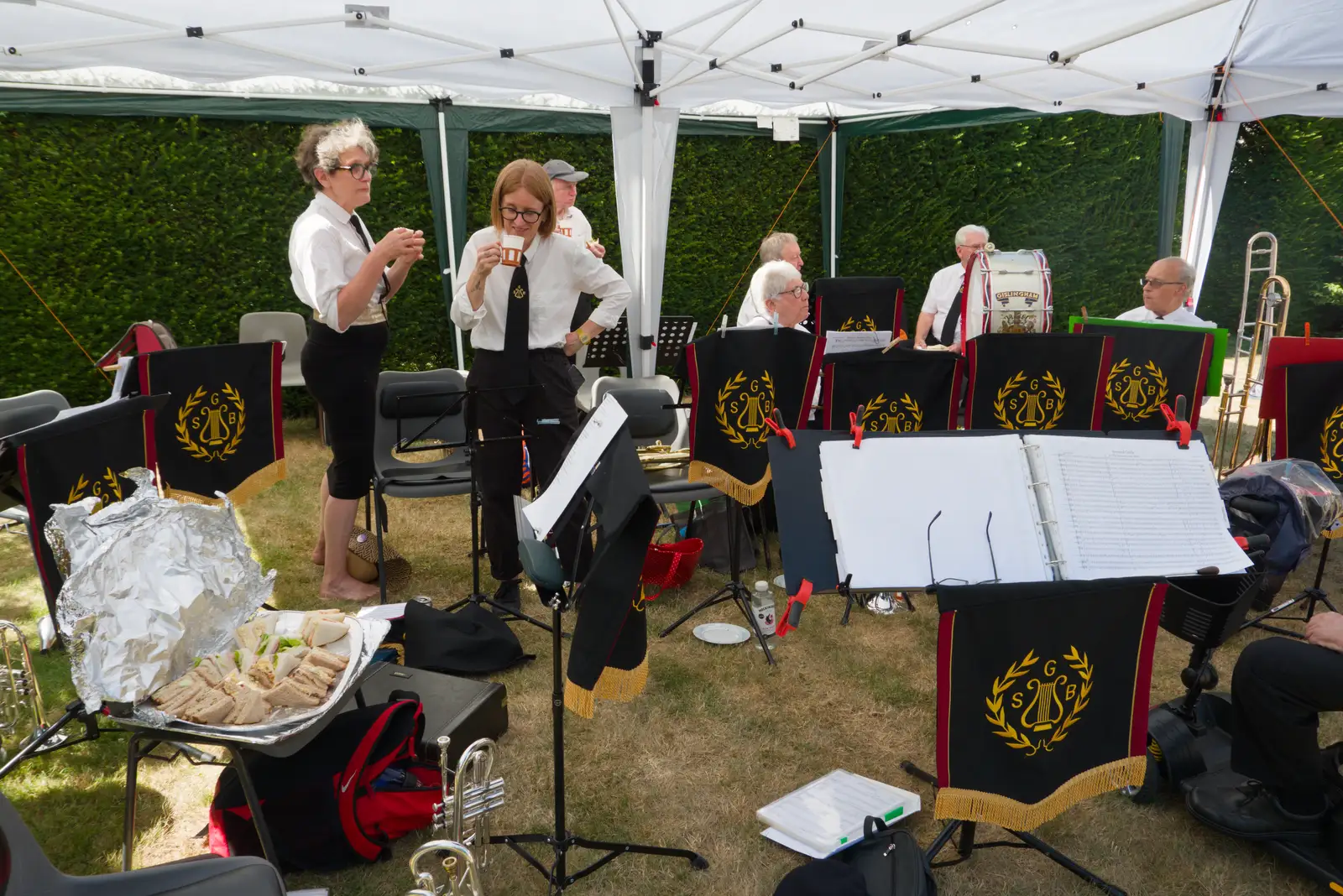 Mugs of tea during the interval, from The GSB at Barningham, West Suffolk - 11th July 2026