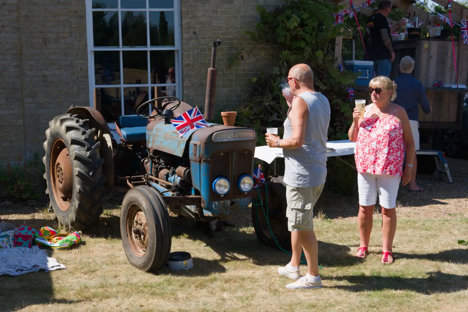 A Super Dexta tractor with a flag on it, from The GSB at Barningham, West Suffolk - 11th July 2026