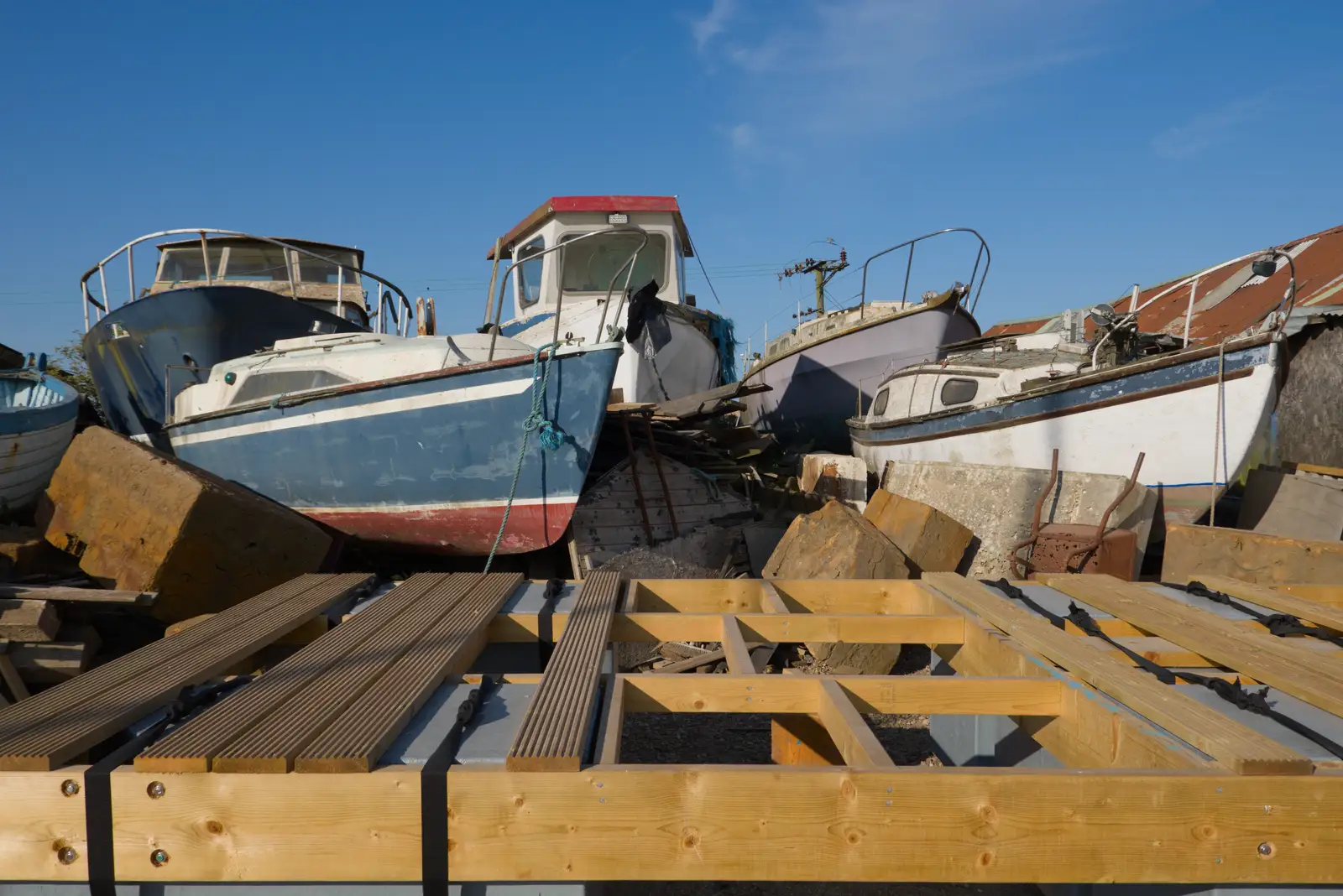 A random pile of boats, from Harry's Karate Kamp, Harbour Campsite, Southwold - 12th July 2026