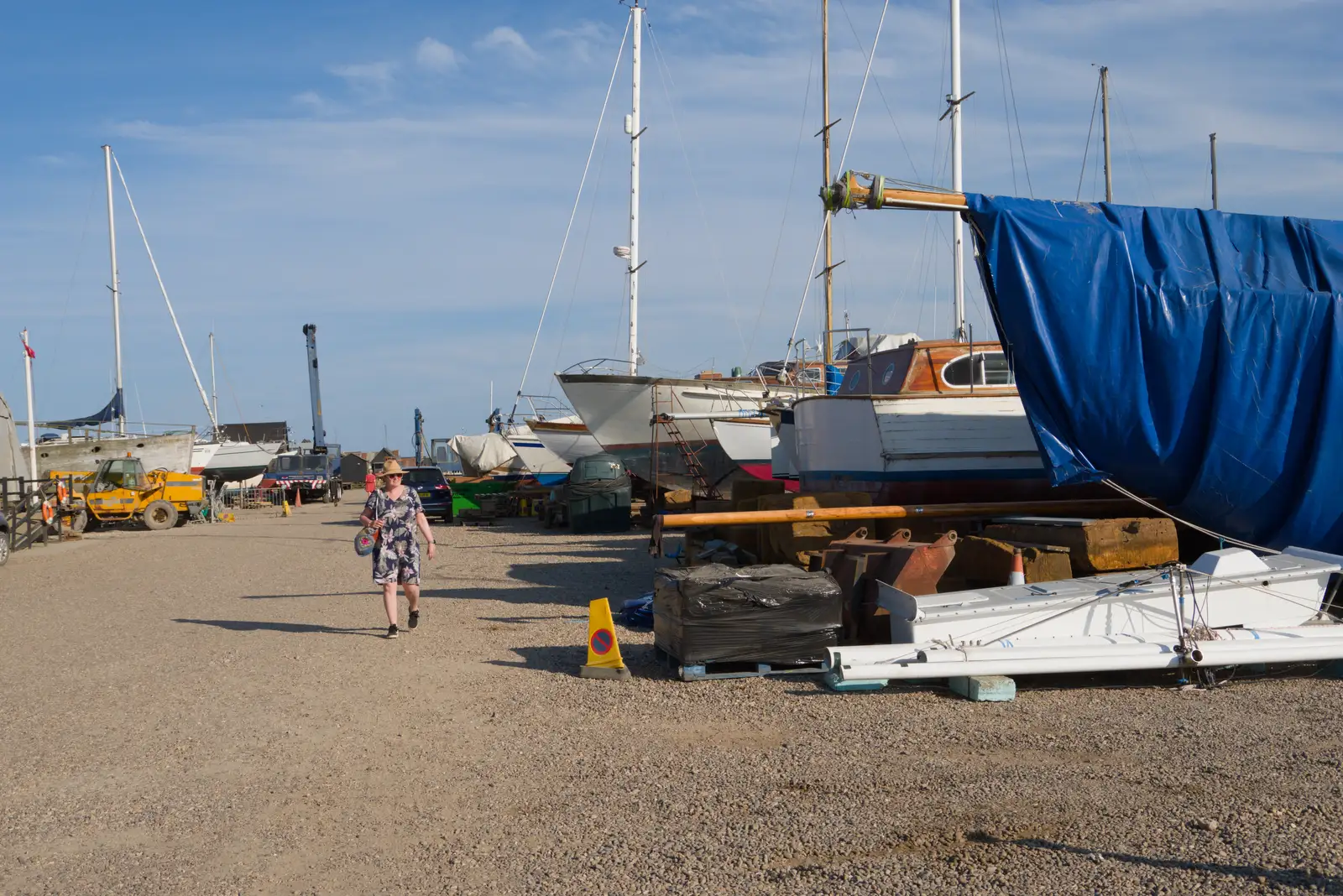 Isobel roams around the boatyards, from Harry's Karate Kamp, Harbour Campsite, Southwold - 12th July 2026