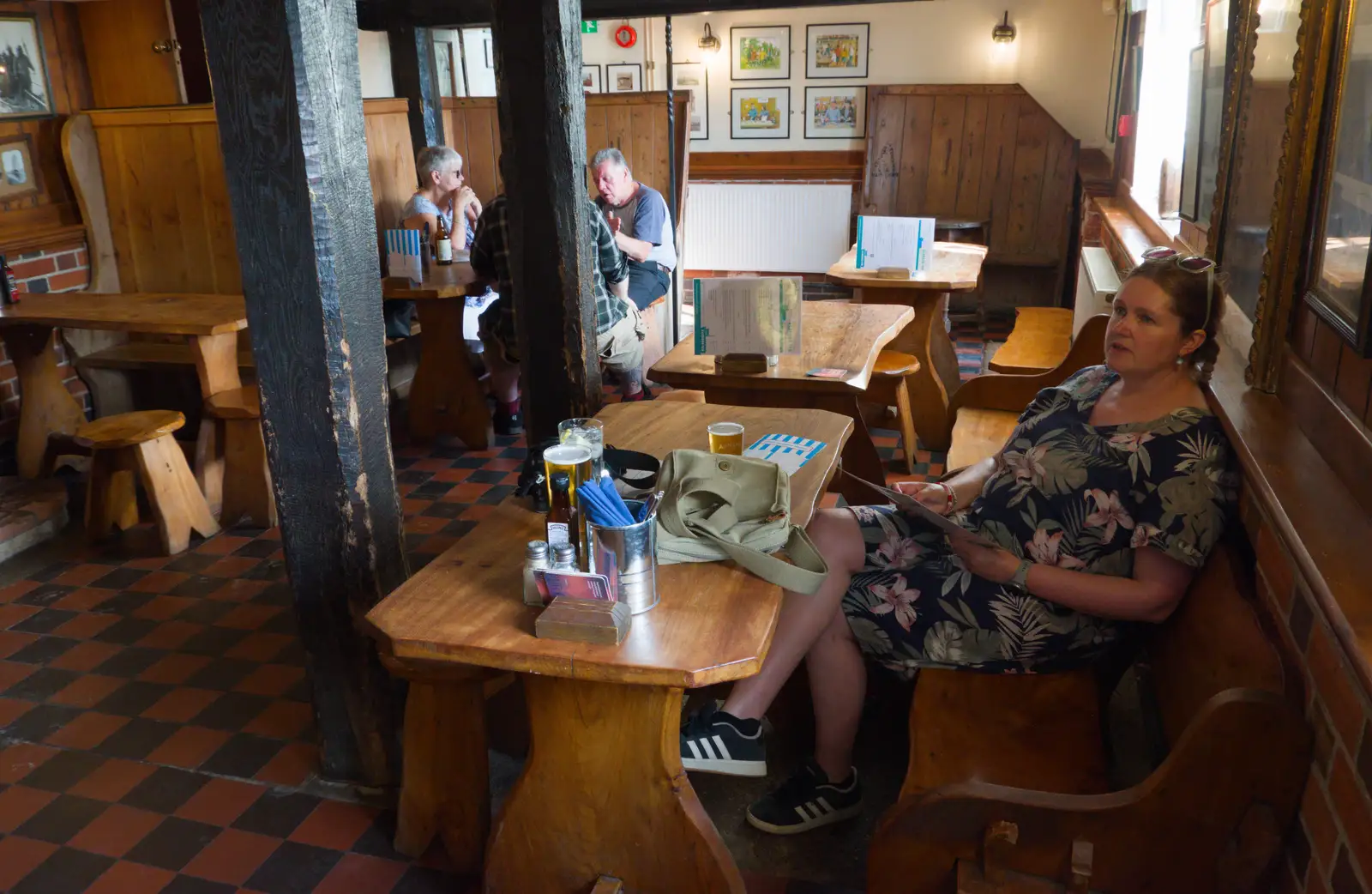 Isobel in the Harbour Inn, from Harry's Karate Kamp, Harbour Campsite, Southwold - 12th July 2026