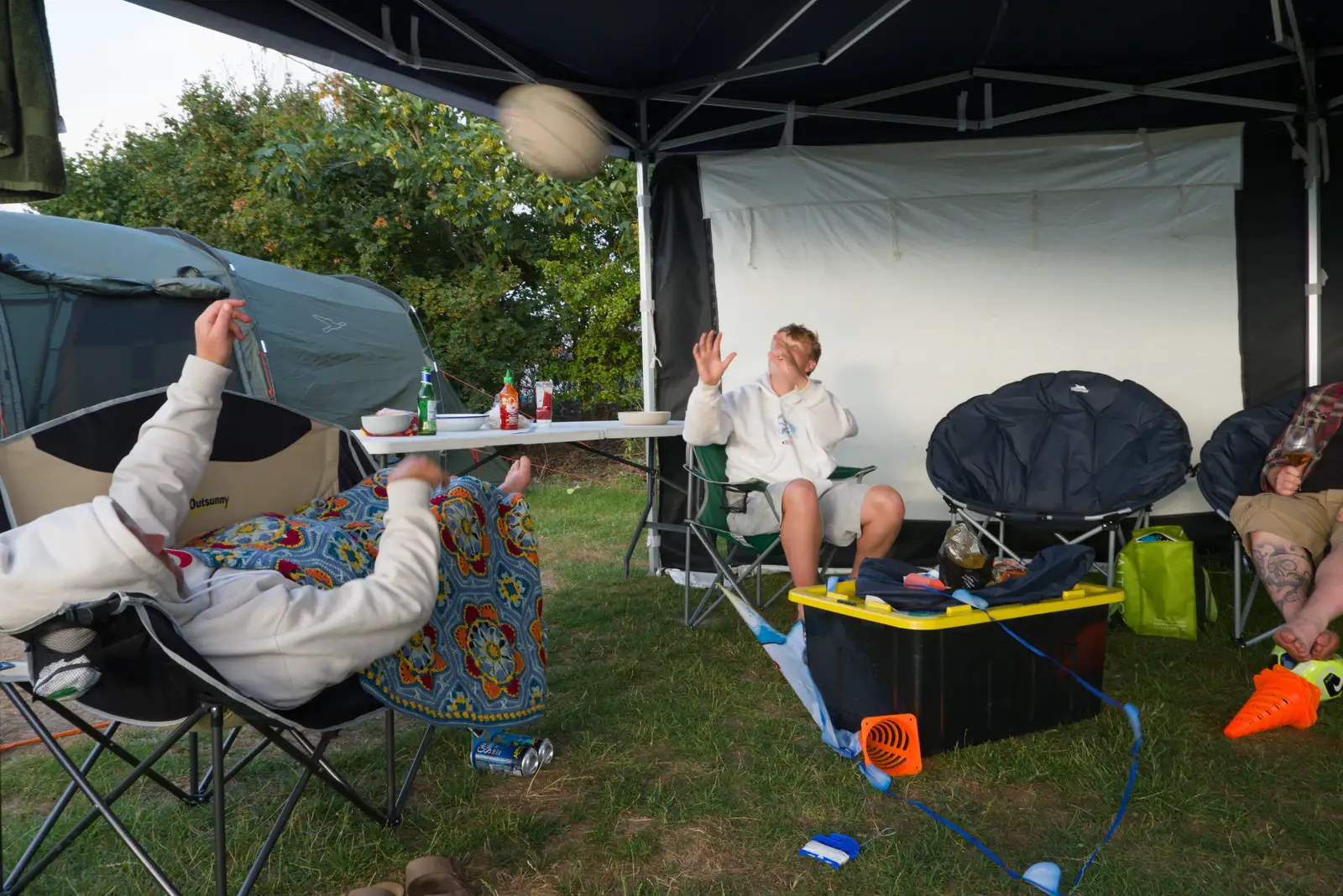 Joey and Jacob do a bit of ball throwing, from Harry's Karate Kamp, Harbour Campsite, Southwold - 12th July 2026
