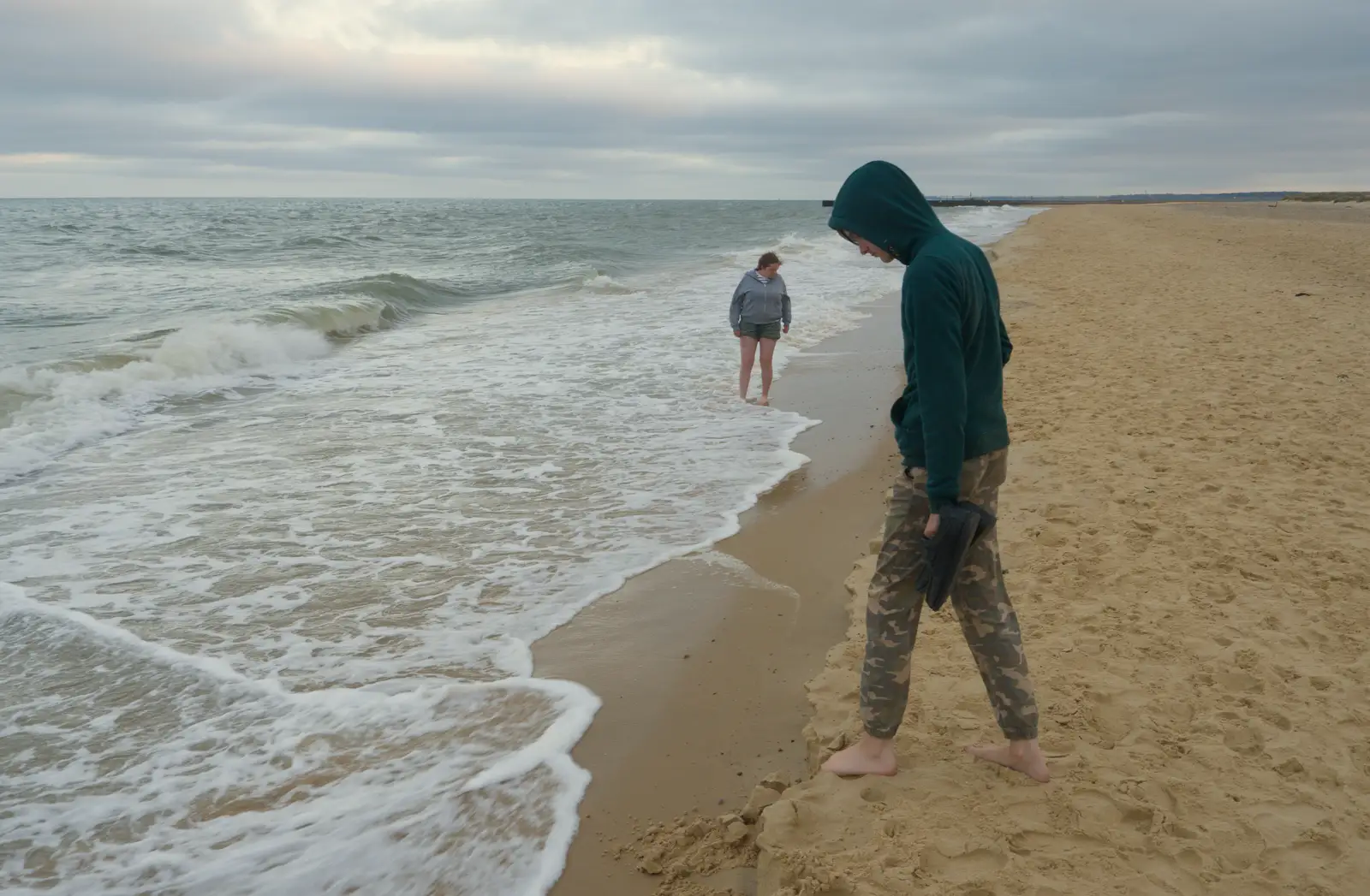 Harry looks at the sea, from Harry's Karate Kamp, Harbour Campsite, Southwold - 12th July 2026