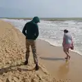 Harry and Isobel on the beach in the morning, Harry's Karate Kamp, Harbour Campsite, Southwold - 12th July 2026