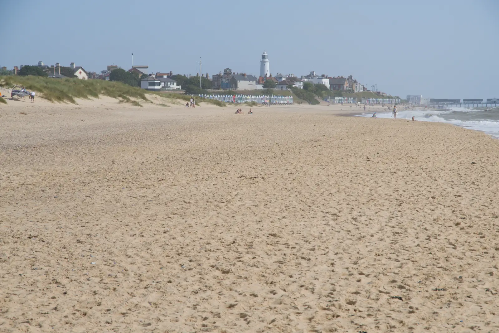 The beach is still quite empty, from Harry's Karate Kamp, Harbour Campsite, Southwold - 12th July 2026