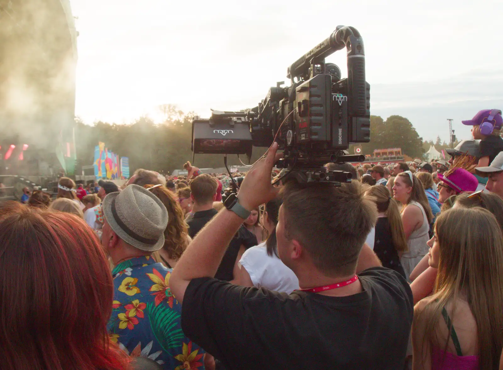 Some dude has a big camera on his head, from Latitude's Twentieth Edition, Henham Park, Suffolk - 25th July 2026