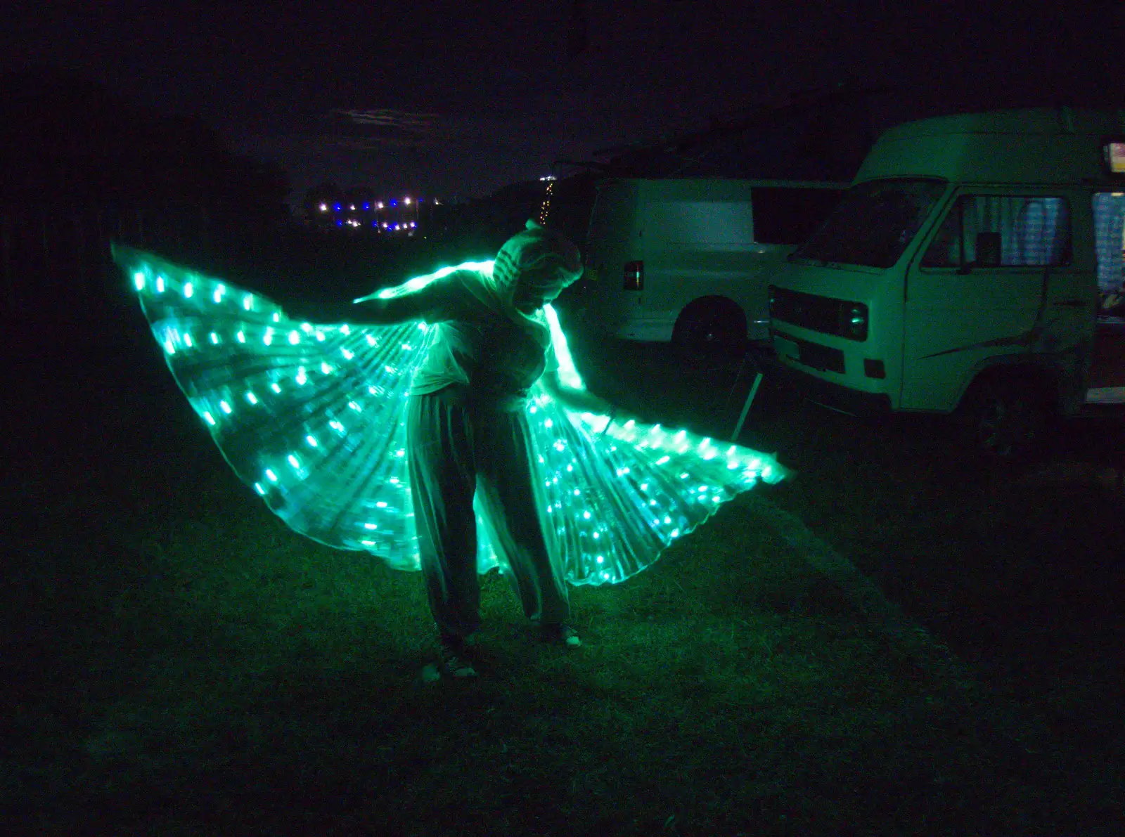 Isobel tries out her illuminated fairy wings, from Latitude's Twentieth Edition, Henham Park, Suffolk - 25th July 2026