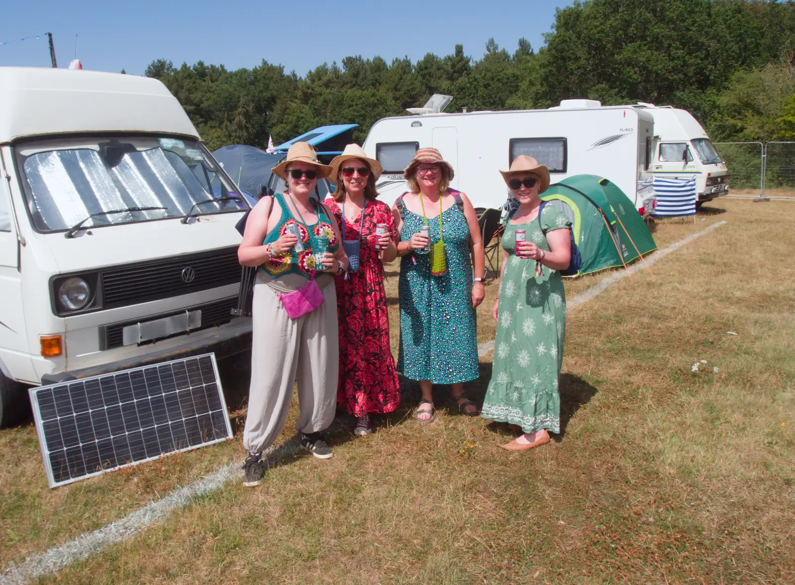 Isobel's posse is ready with tins of Gin and Tonic, from Latitude's Twentieth Edition, Henham Park, Suffolk - 25th July 2026