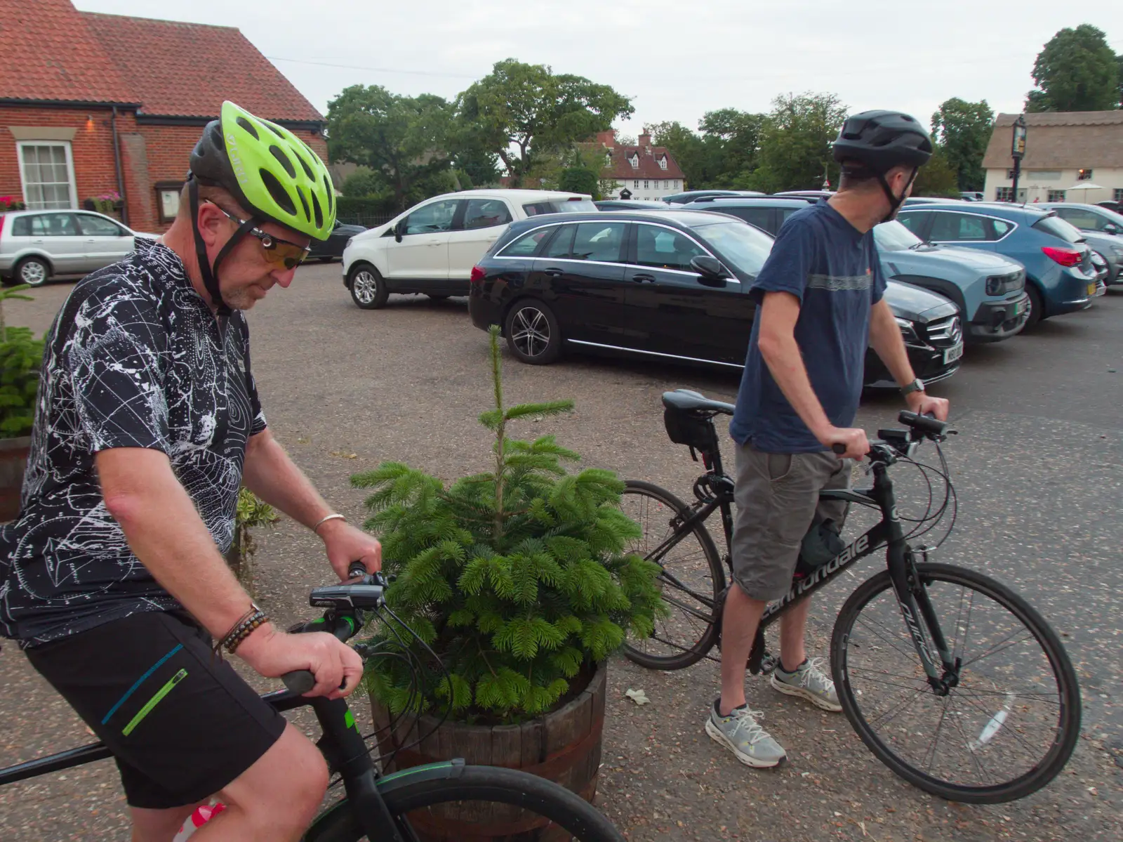 Gaz and Phil saddle up, from A July Miscellany: Scole and a Ride To Pulham, Norfolk - 30th July 2026
