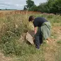 Fred tries to pick up a discarded digger bucket, A July Miscellany: Scole and a Ride To Pulham, Norfolk - 30th July 2026