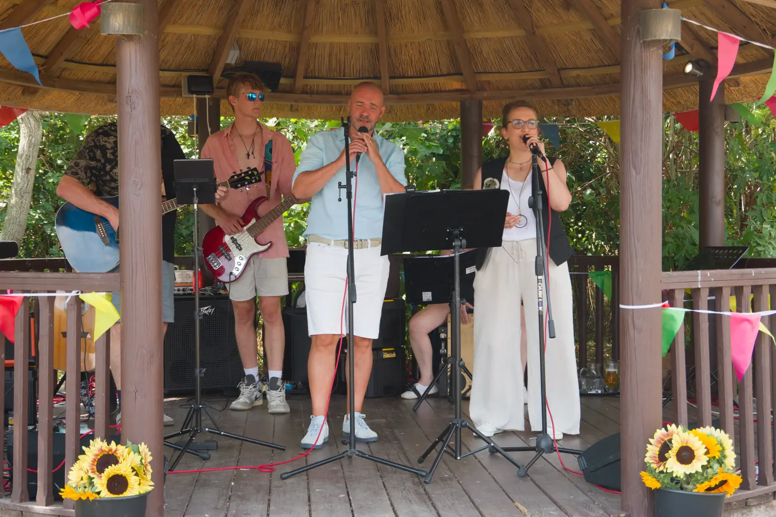 Suey on vocals with her band, from Music in the Beer Garden, Trowel and Hammer, Cotton - 2nd August 2026