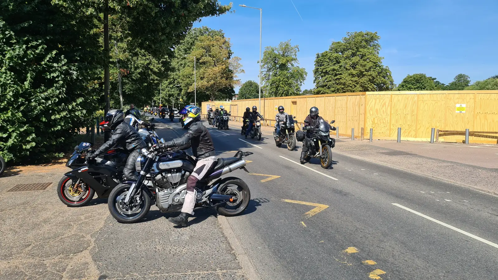 Motorbikes turn into the fire station, from An Alternate Reality, and the BSCC in Harleston, Norfolk - 6th August 2026