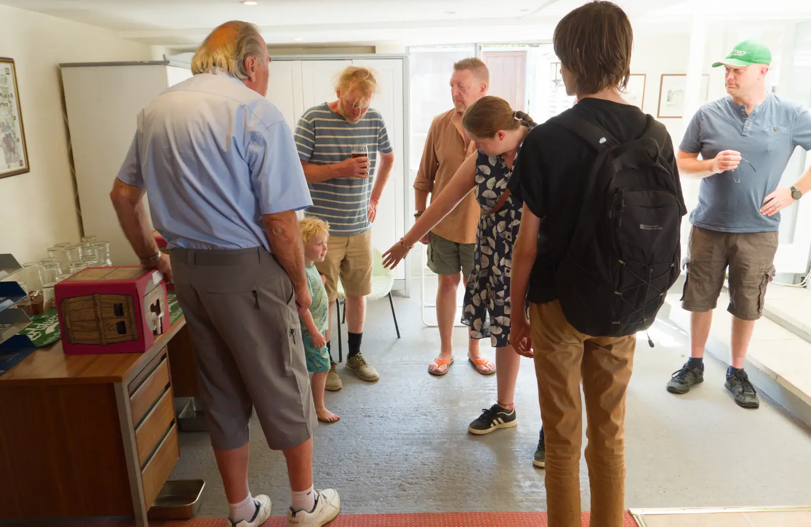 Isobel holds out a hand for Lukáš, from Alan's 80th Birthday, Eye, Suffolk - 8th August 2026