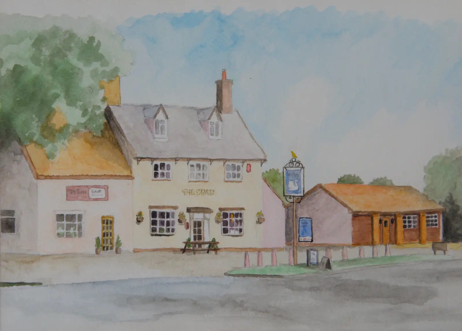 Nosher's 1994 painting of the Swan, from Alan's 80th Birthday, Eye, Suffolk - 8th August 2026