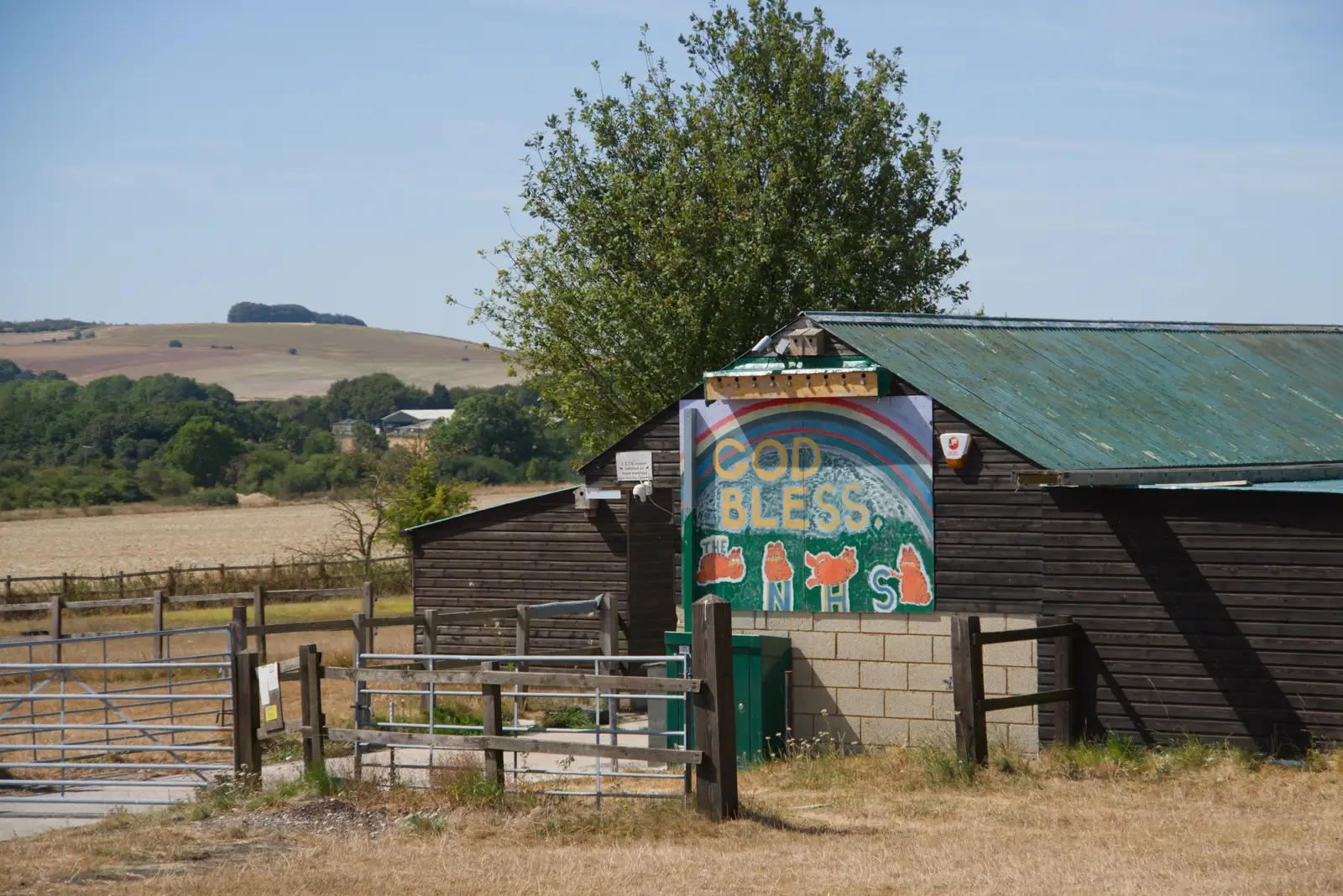 A 'God bless the NHS' mural on a barn, from Walking the Ridgeway: Chiseldon to Avebury, Wiltshire - 10th August 2026