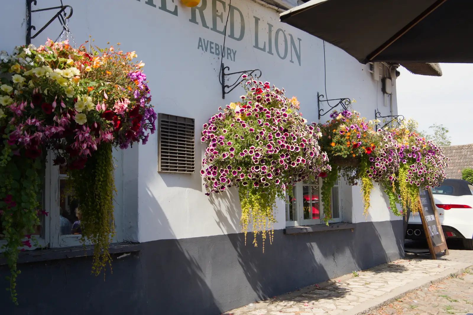 Impressive hanging baskest at the Red Lion, from Walking the Ridgeway: Chiseldon to Avebury, Wiltshire - 10th August 2026