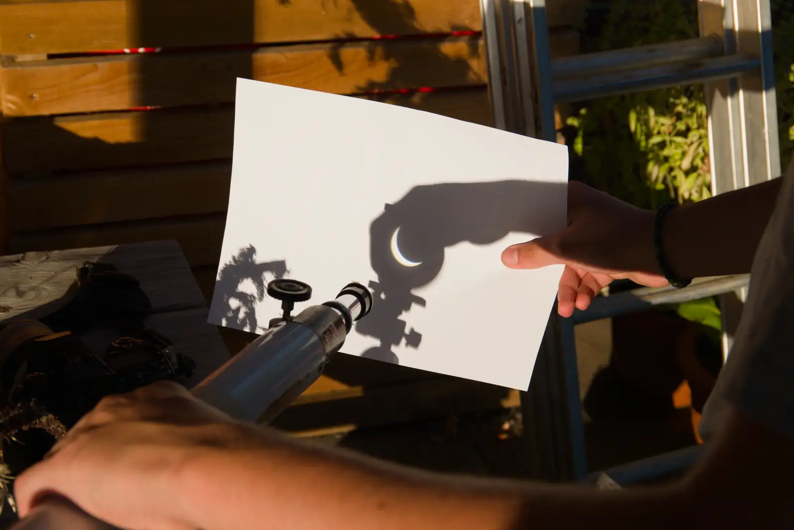An old telescope does some solar projections, from Eclipse and Chips, Brome, Suffolk - 12th August 2026