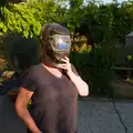 Isobel with a welder's mask, Eclipse and Chips, Brome, Suffolk - 12th August 2026