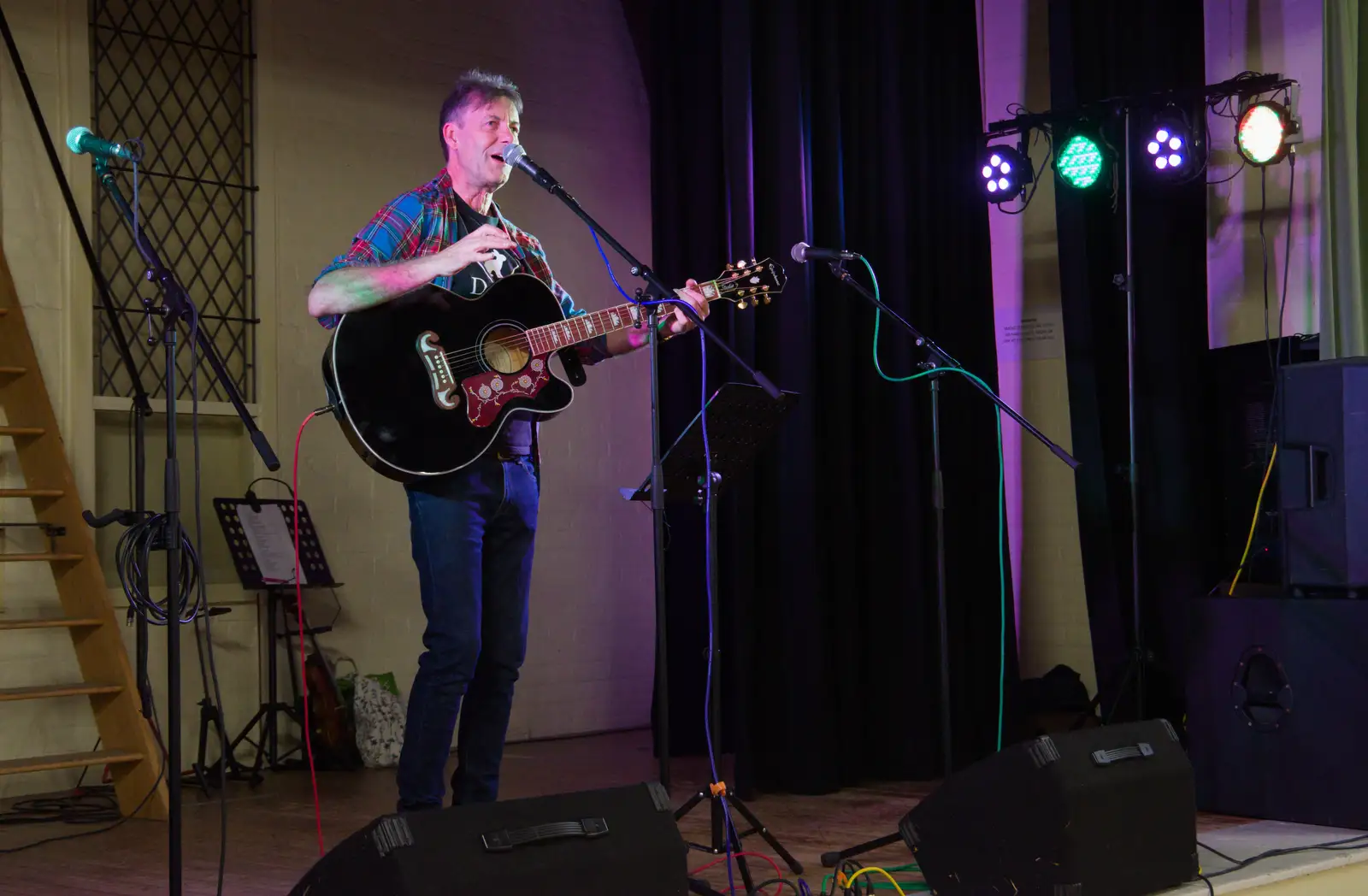 There's a musical act on stage, from Vicky's 50th Birthday, St. Edmund's Hall, Hoxne - 15th August 2026
