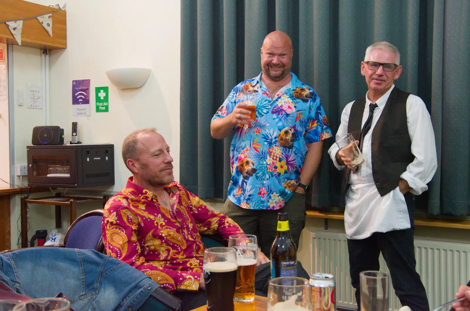 Will models his dog-head shirt, from Vicky's 50th Birthday, St. Edmund's Hall, Hoxne - 15th August 2026