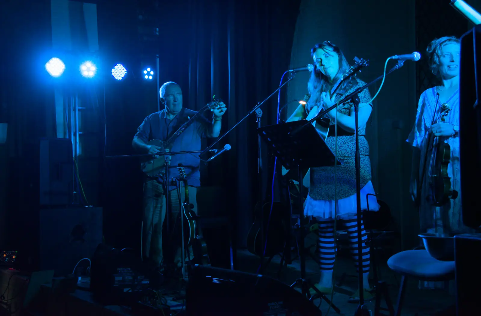 The banjo player tunes up a bit, from Vicky's 50th Birthday, St. Edmund's Hall, Hoxne - 15th August 2026