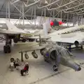 A Sea Harrier is dwarfed by giant aircraft, A Visit to IWM Duxford, Cambridgeshire - 17th August 2026