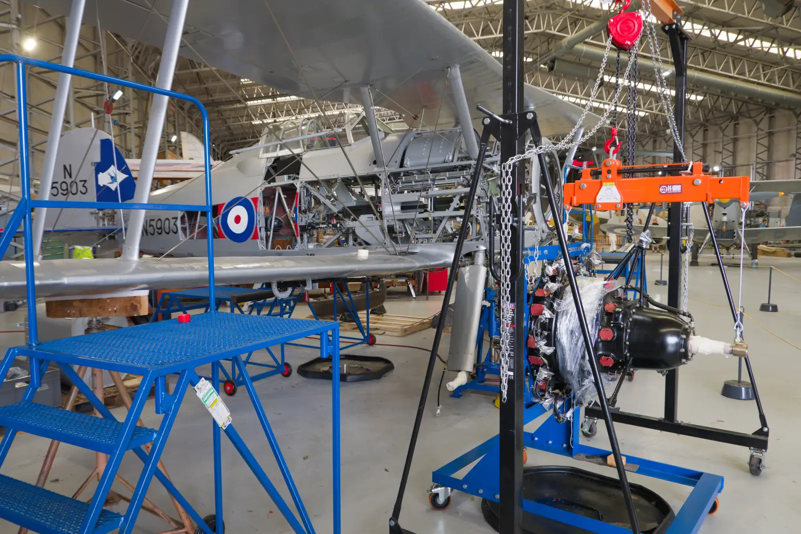 A Gloster Gladiator is rebuilt, from A Visit to IWM Duxford, Cambridgeshire - 17th August 2026