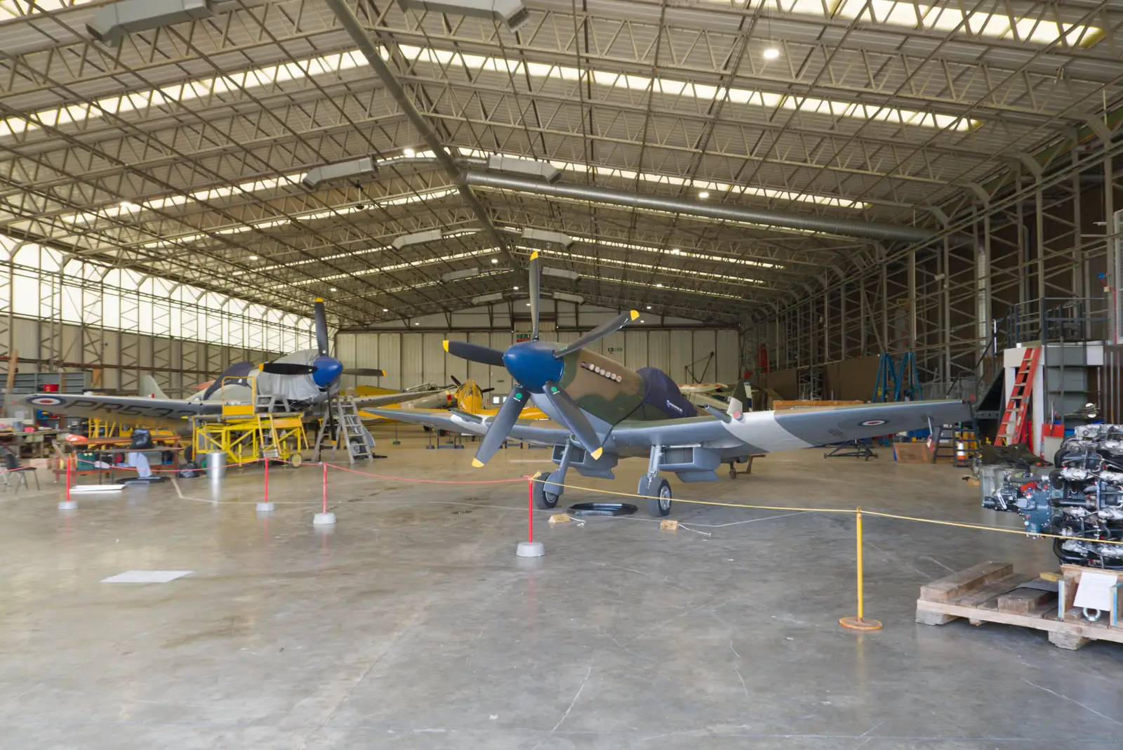A late-model Spitfire in a hangar, from A Visit to IWM Duxford, Cambridgeshire - 17th August 2026