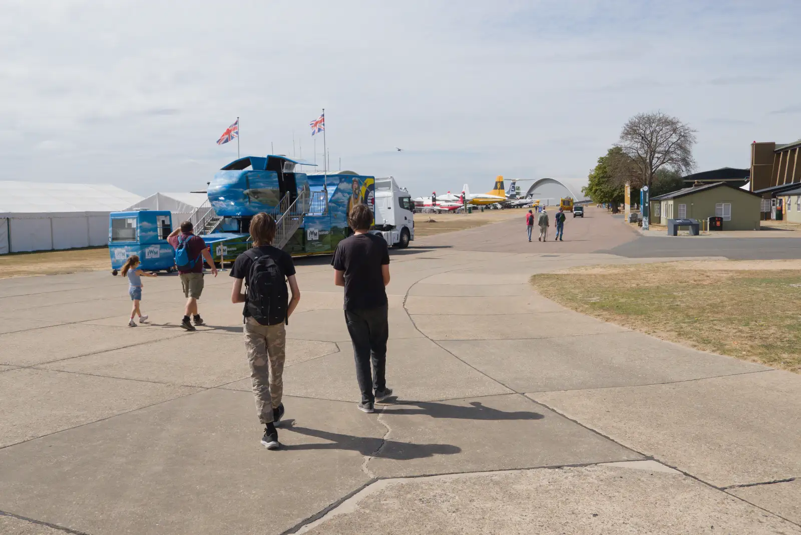 The boys roam around, from A Visit to IWM Duxford, Cambridgeshire - 17th August 2026
