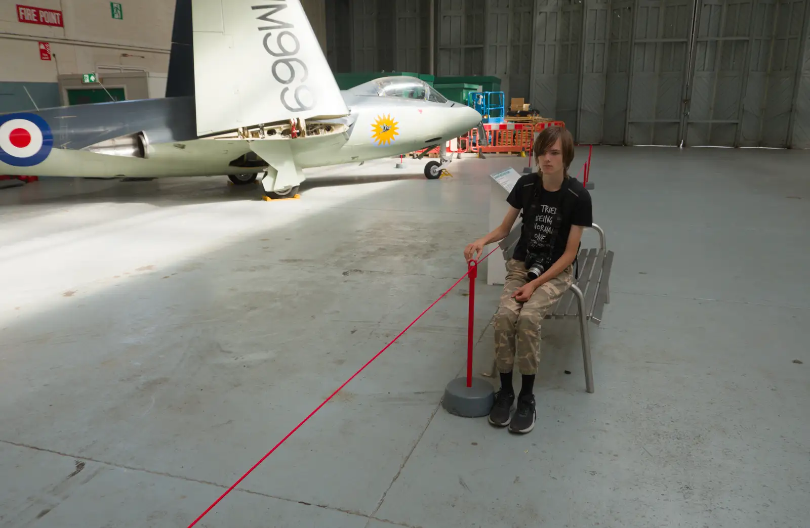 Harry has a little sit down, from A Visit to IWM Duxford, Cambridgeshire - 17th August 2026