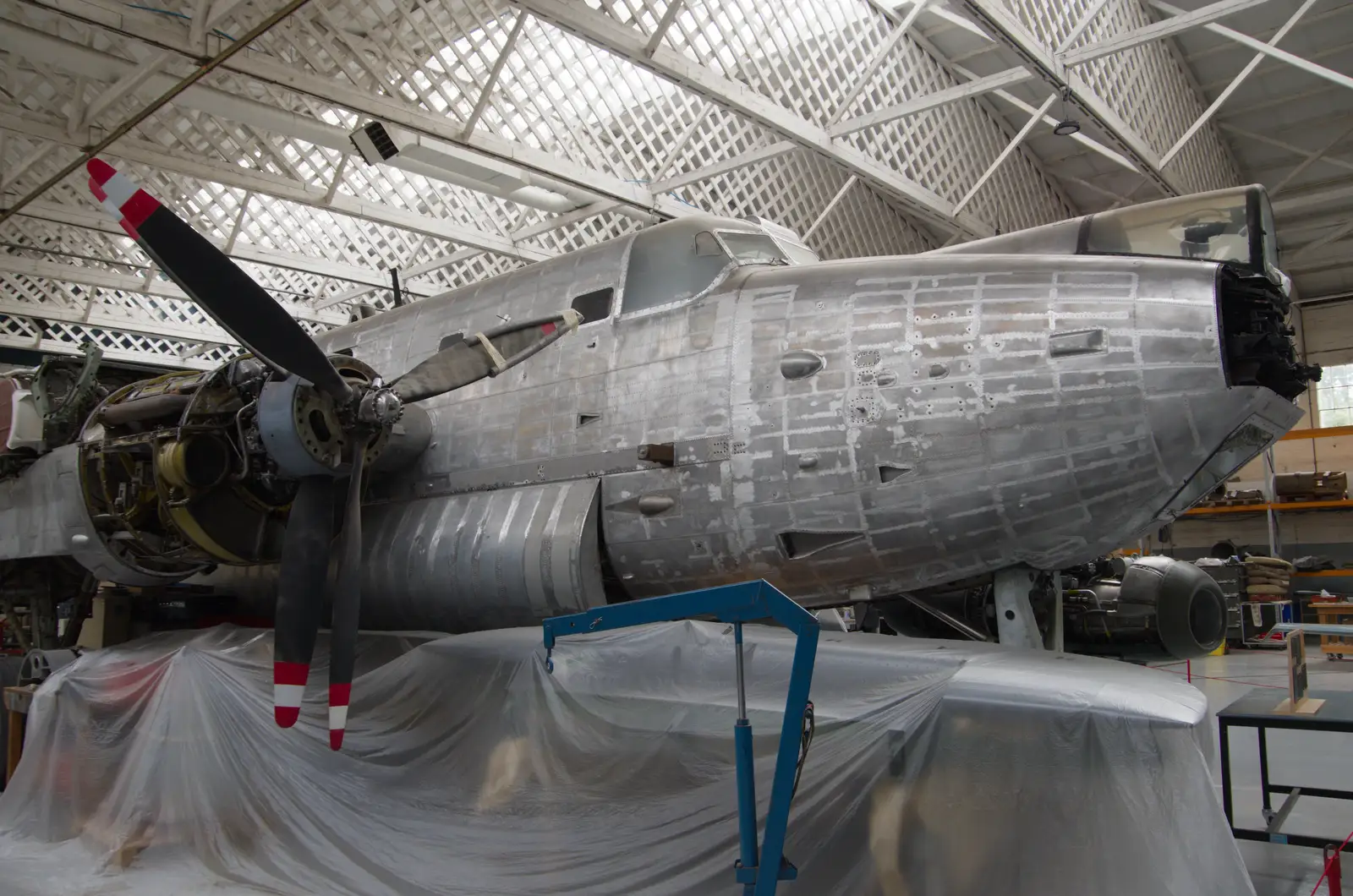 The Shackleton is down to bare metal, from A Visit to IWM Duxford, Cambridgeshire - 17th August 2026