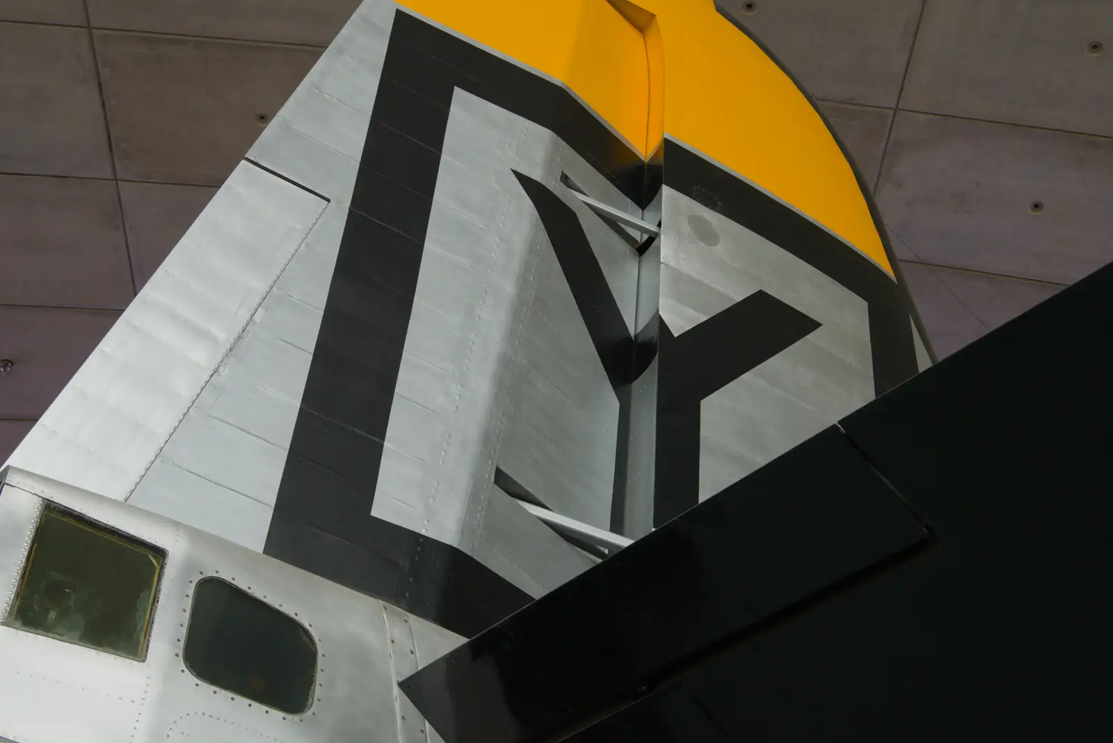 A vertical stabiliser and rudder, from A Visit to IWM Duxford, Cambridgeshire - 17th August 2026