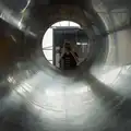 Harry takes a photo down part of a supergun, A Visit to IWM Duxford, Cambridgeshire - 17th August 2026