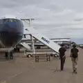 The boys wander past the outdoor British planes, A Visit to IWM Duxford, Cambridgeshire - 17th August 2026