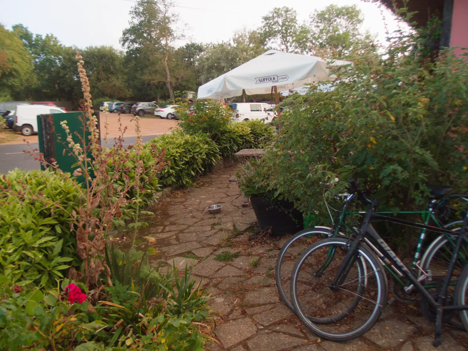Our bikes parked by the side of the pub, from A Wet Ride to the Four Horseshoes, Thornham - 19th August 2026