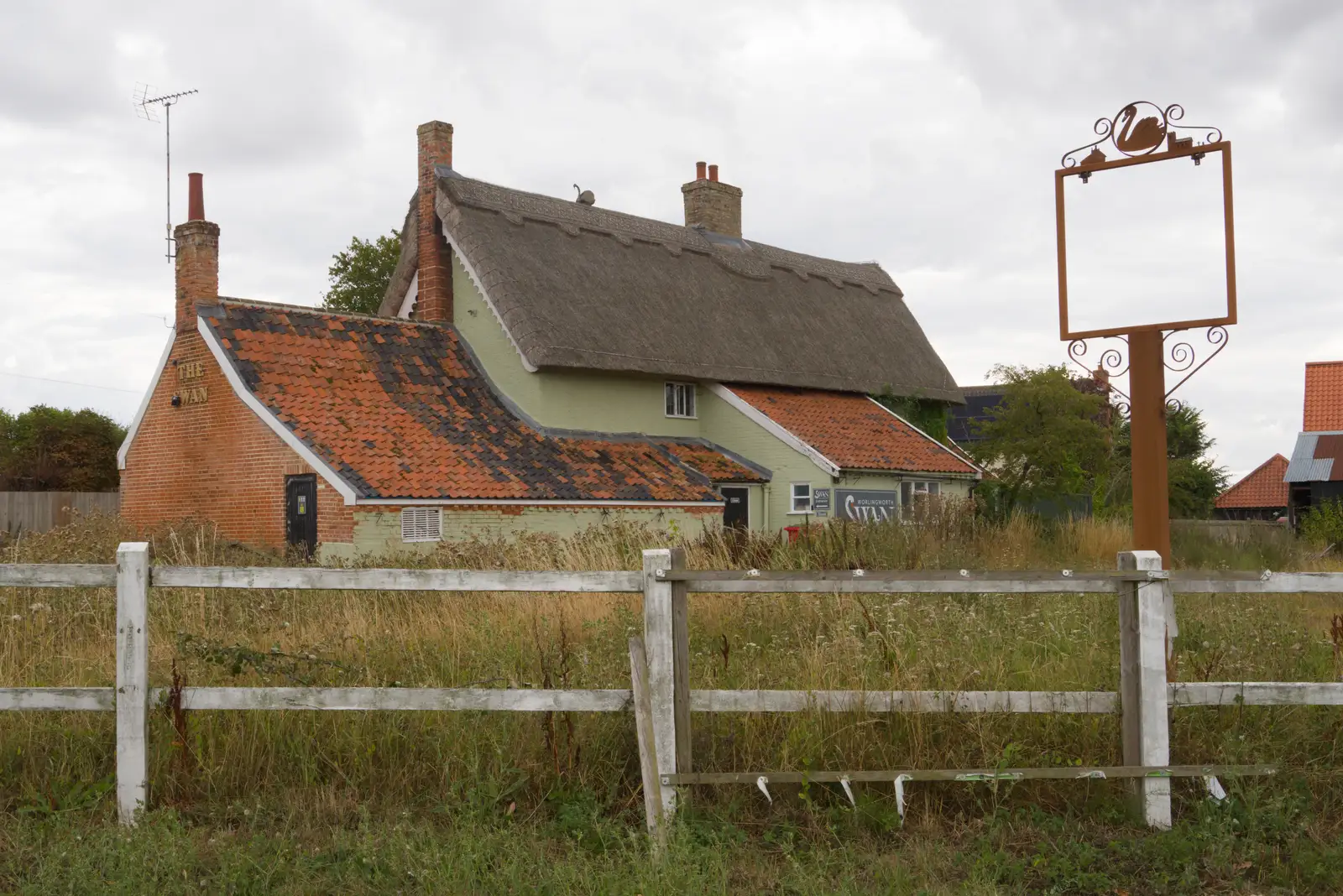 The former pub and its empty sign, from A Village Hall Quiz and a Dead Pub, Worlingworth - 21st August 2026