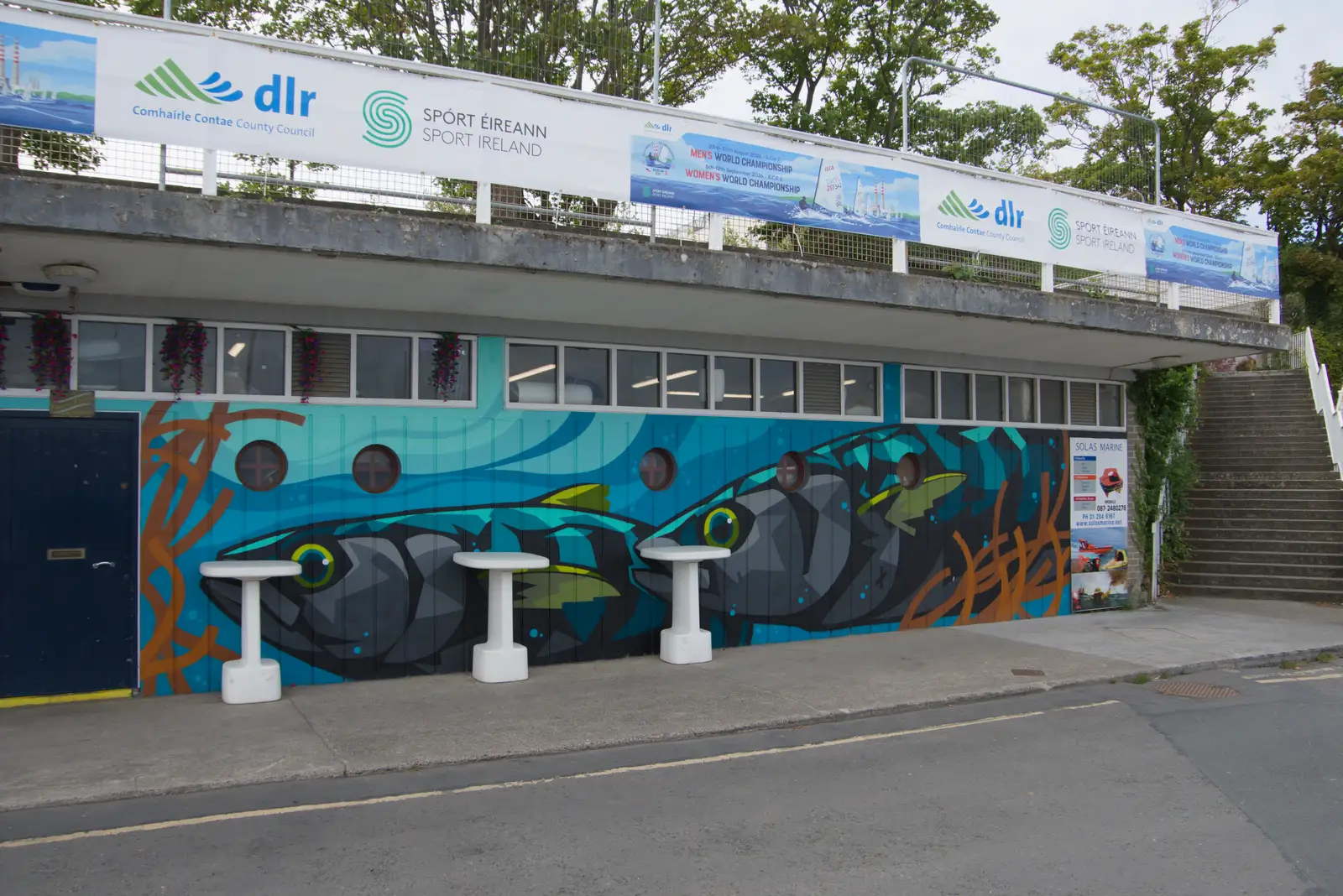 Painted mackarel on a building, from The Ukulele Hooley, People's Park, Dún Laoghaire, Ireland - 22nd August 2026