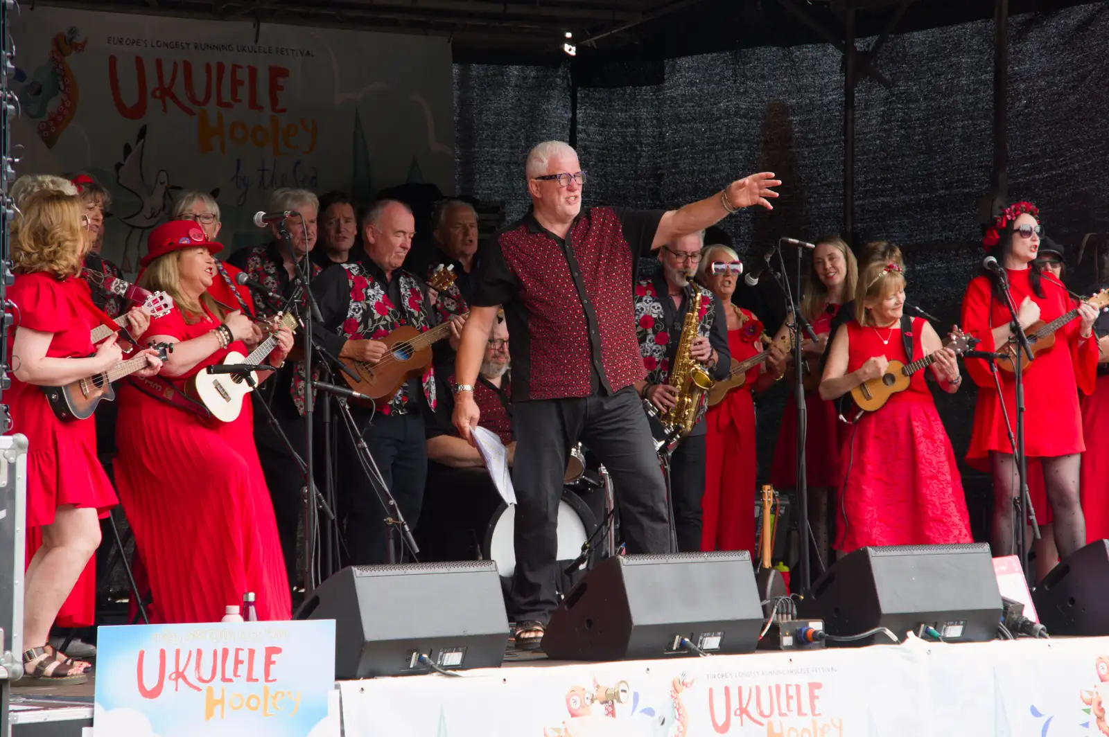 The leader of RUGs gets in the zone, from The Ukulele Hooley, People's Park, Dún Laoghaire, Ireland - 22nd August 2026