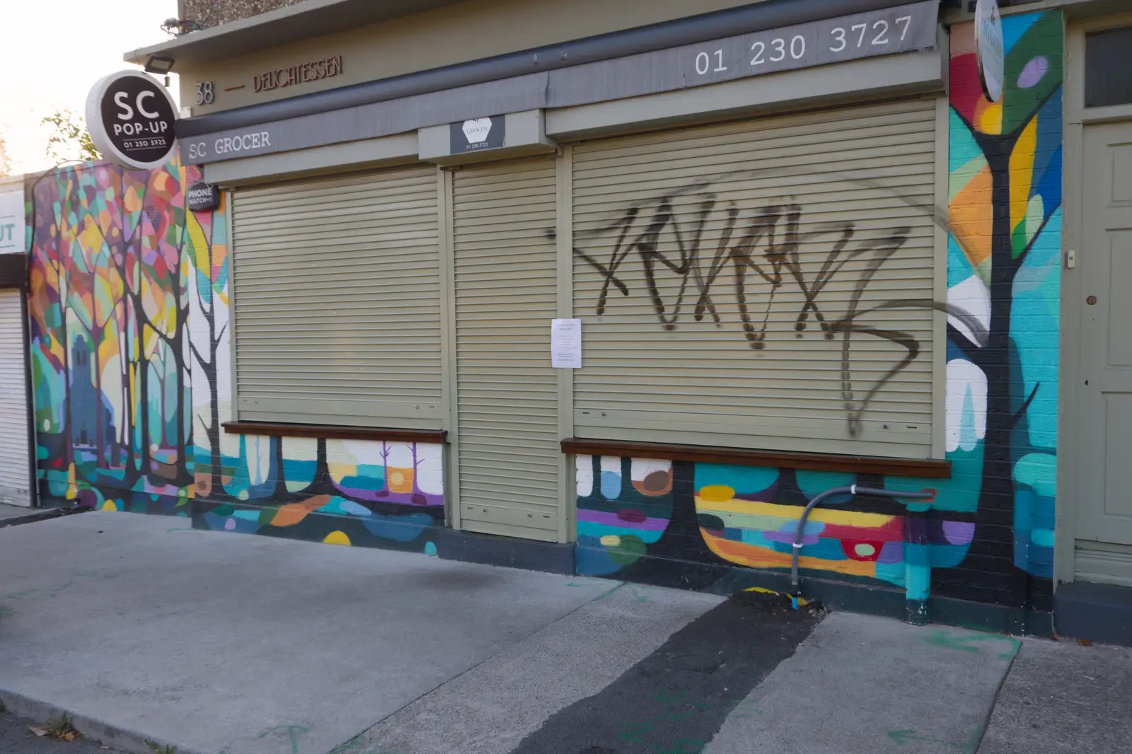 Street art on a shuttered shop, from The Ukulele Hooley, People's Park, Dún Laoghaire, Ireland - 22nd August 2026