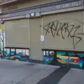 Street art on a shuttered shop, The Ukulele Hooley, People's Park, Dún Laoghaire, Ireland - 22nd August 2026