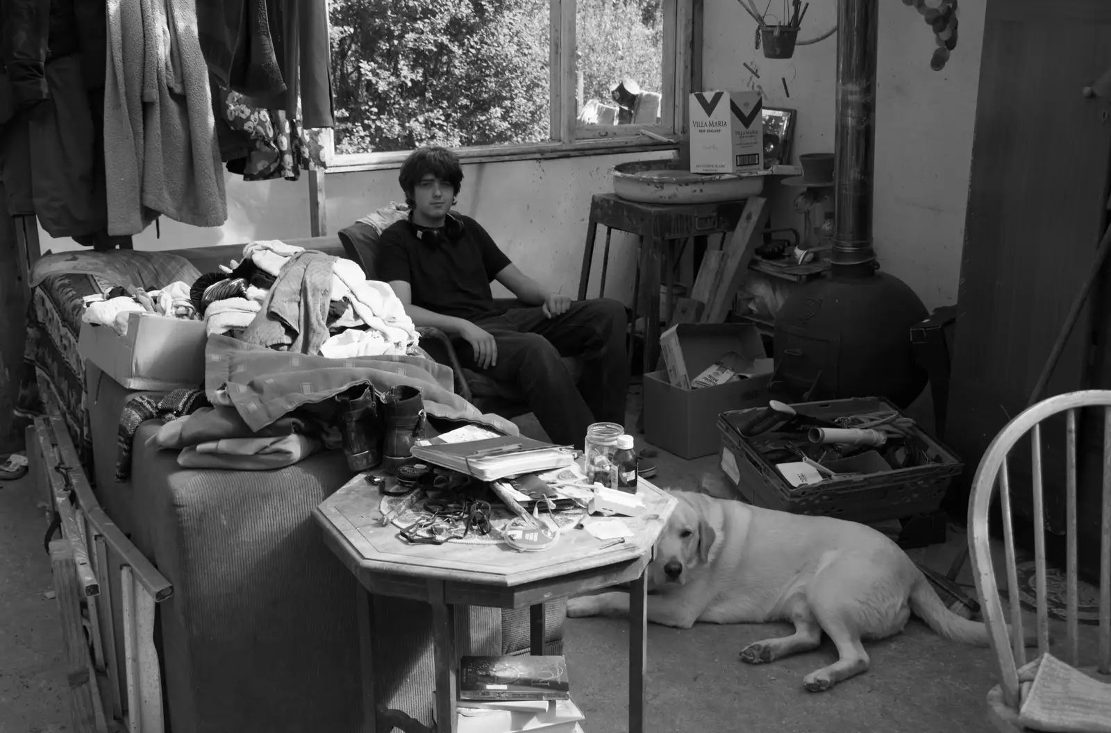 Fred hangs out with the dog, from Clogherrevagh and Strandhill, Leitrim, Ireland - 24th August 2026