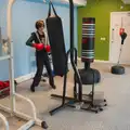 Harry has a go of a punchbag in the gym, Clogherrevagh and Strandhill, Leitrim, Ireland - 24th August 2026