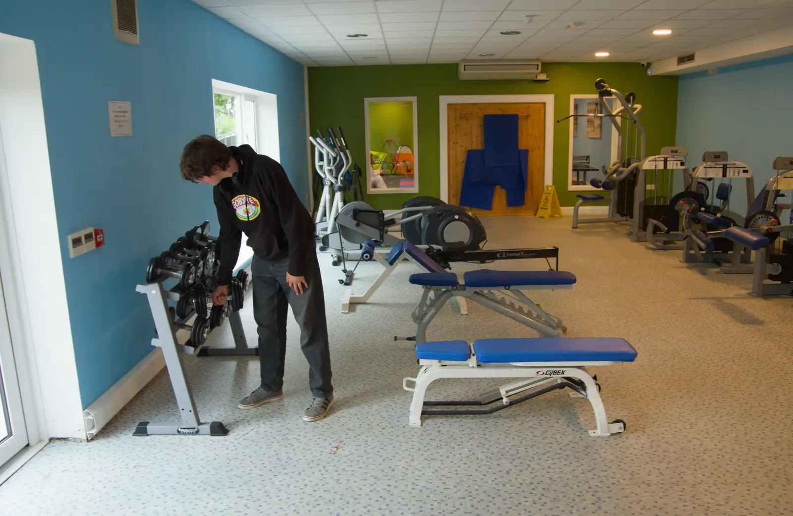 Fred checks weights out in St. Angela's gym, from Clogherrevagh and Strandhill, Leitrim, Ireland - 24th August 2026